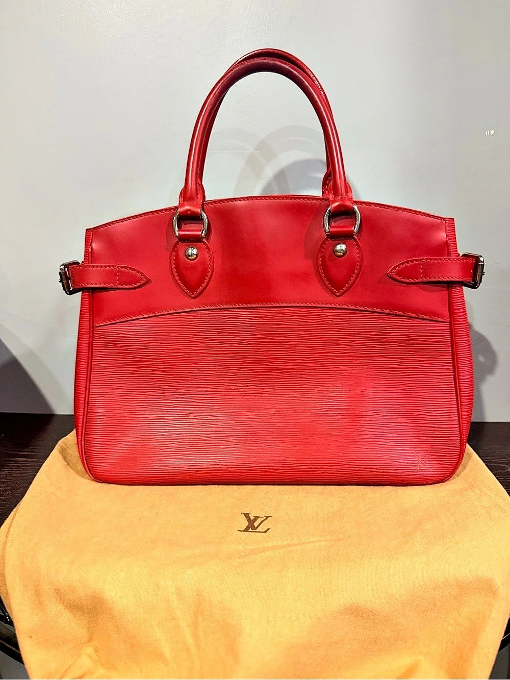 Louis Vuitton Passy PM Epi Leather Satchel in Red